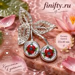 Финифть. Брошь Вишенка