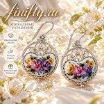  Серьги финифтевые