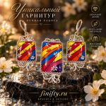 Подвеска с серьгами. Финифть